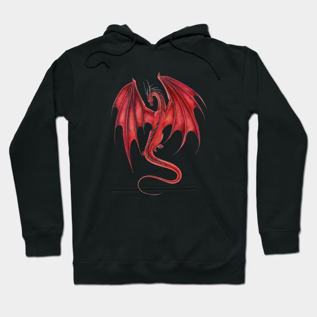 Flying Red Dragon with Wings Spread Hoodie by Sandra Staple